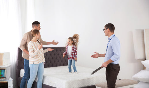 Family buying a mattress